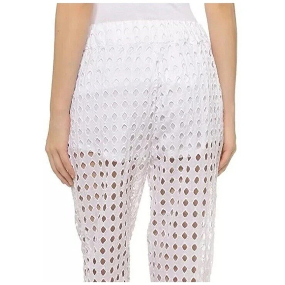 Free People Geo Eyelet Cotton Cover Up Pants Elastic Waist Size XS Vacation - Picture 2 of 11